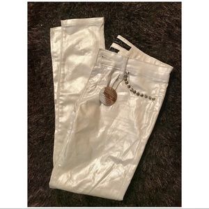 NWT White Metallic Studded Skinny Jeans